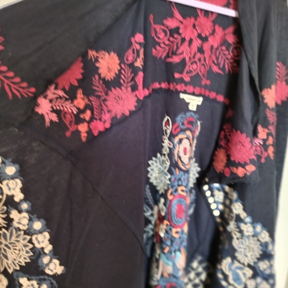 Coldwater Creek Open Front Embroidered Long Kimono Vest 100% Cotton XL Pockets - Picture 10 of 13